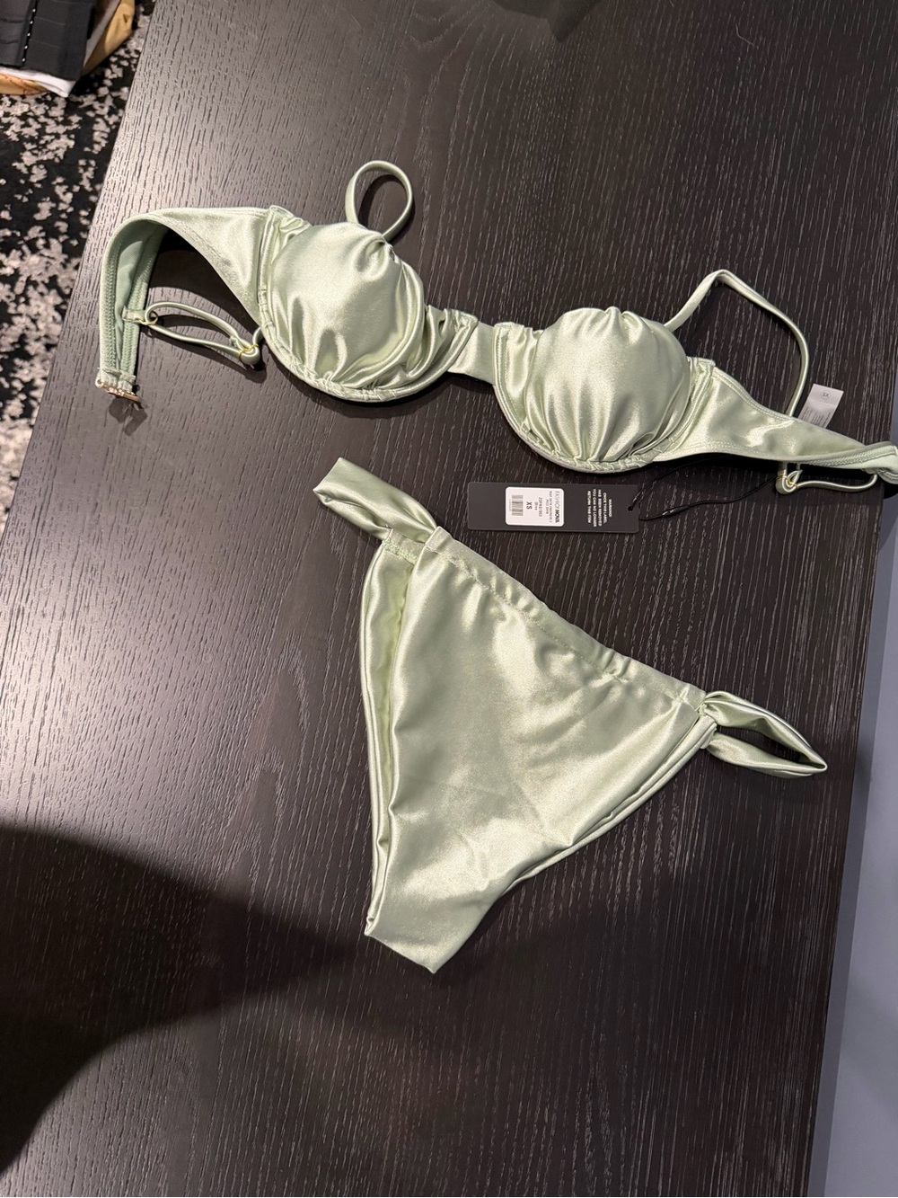 Satin Underwire Bikini in Sage Green